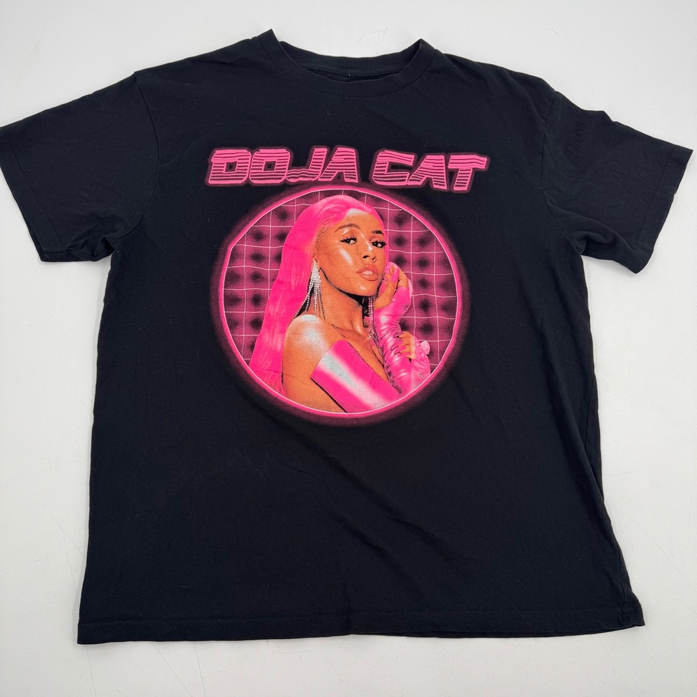 Doja Cat Graphic T-Shirt Black Pink Circle Portrait Music Hip Hop Large L
